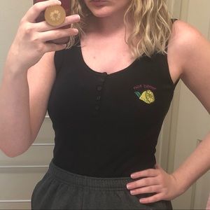 Forever 21 Black Lemon Patch Bodysuit Size M